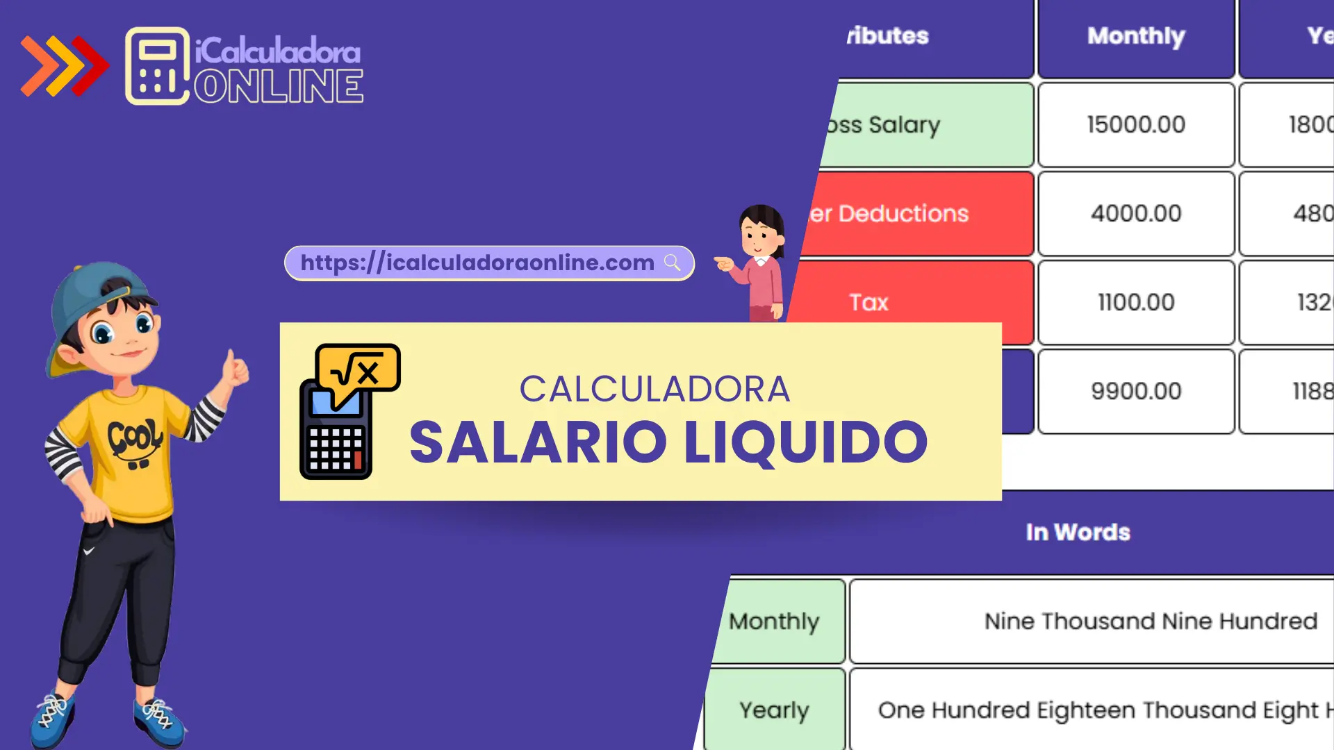 Simulação de cálculo de salário líquido com descontos de INSS e IRRF