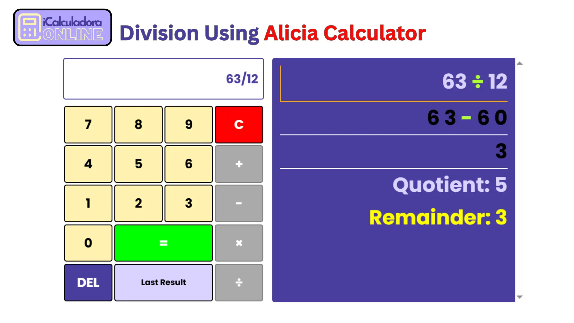 division in calculadora alicia