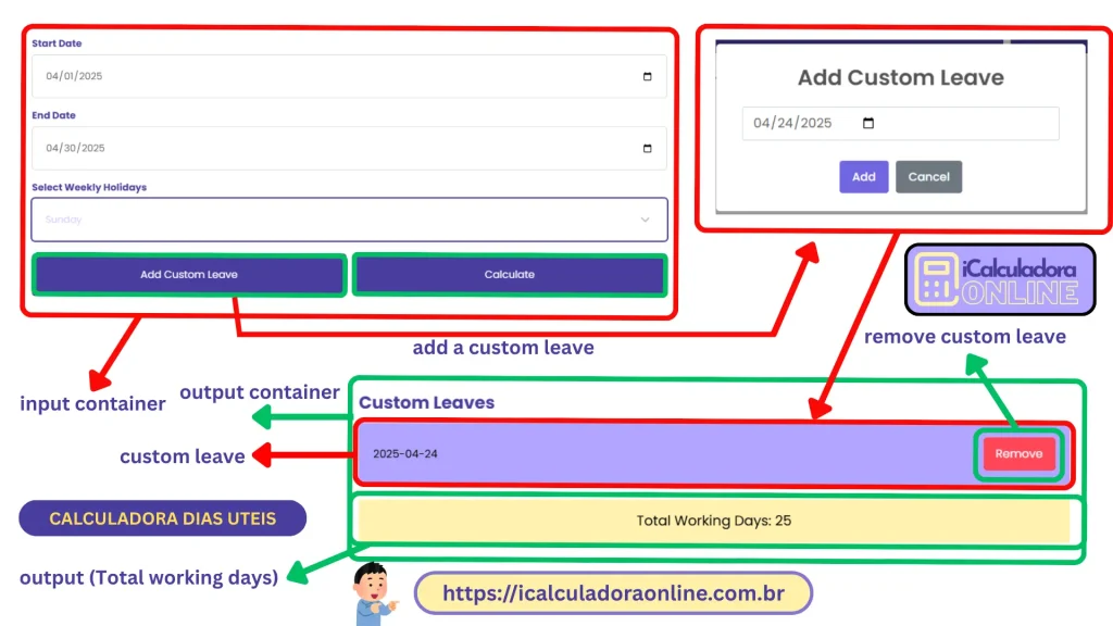 Calculadora de Dias Úteis para contar dias de trabalho entre datas no Brasil.