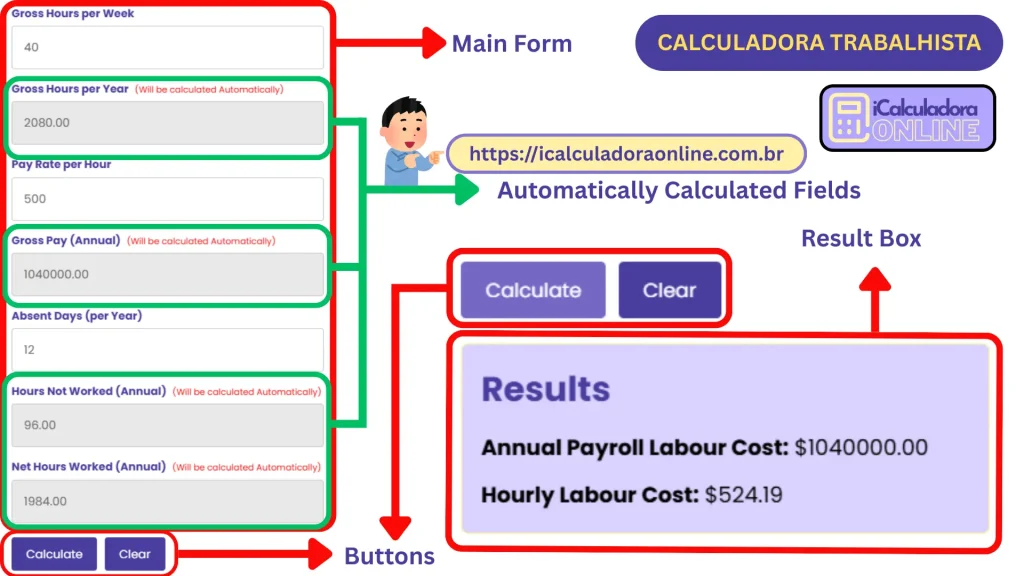 how to use calculadora trabalhista