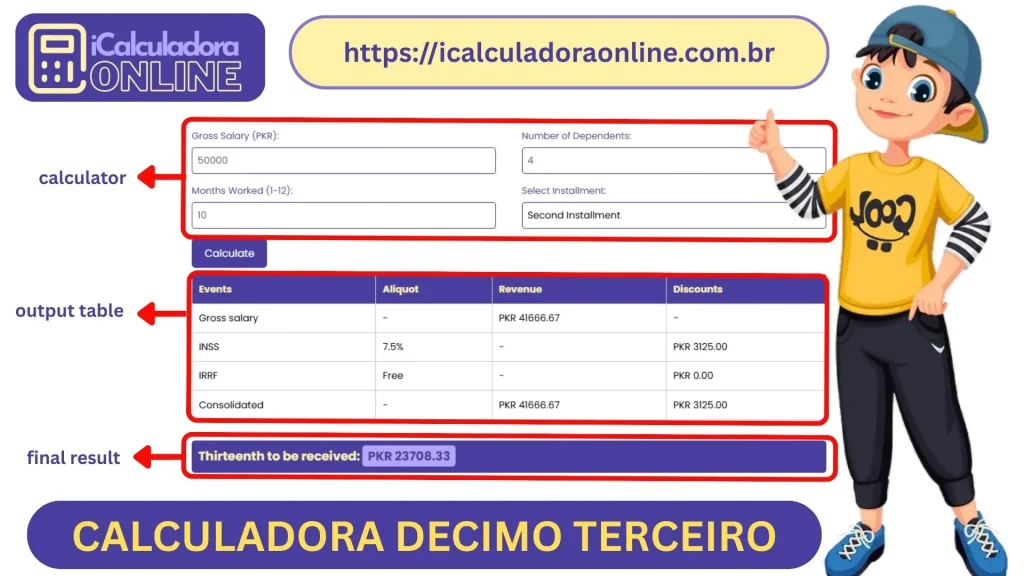 Calculadora de Décimo Terceiro para simular o valor do 13º salário de forma rápida e precisa.